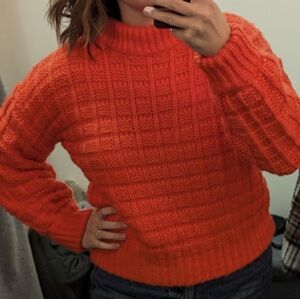 Orange Square Knit Sweater